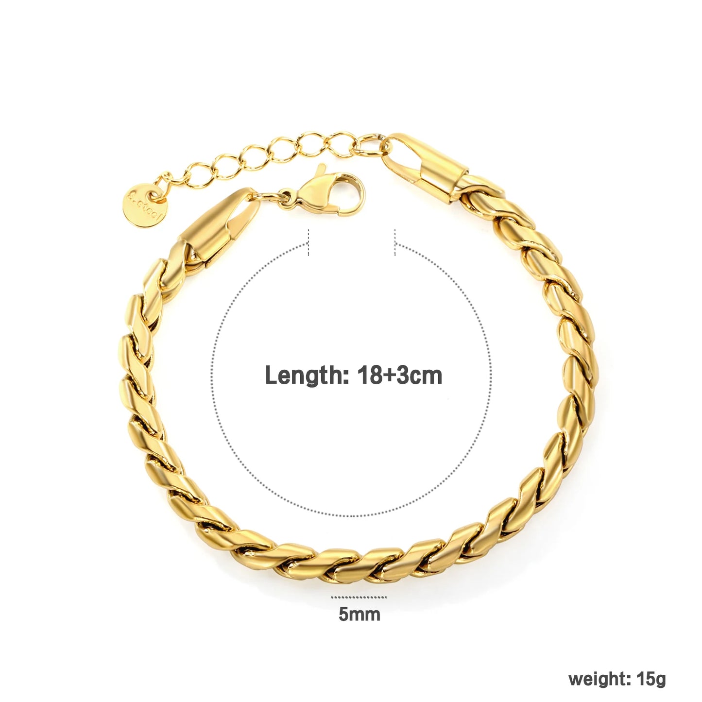LUXUSTEEL 2-8mm Women‘s Stainless Steel Chain Bracelet Geometric Charm Chain Metal Female Bracelet Fashion Jewelry Party Gifts