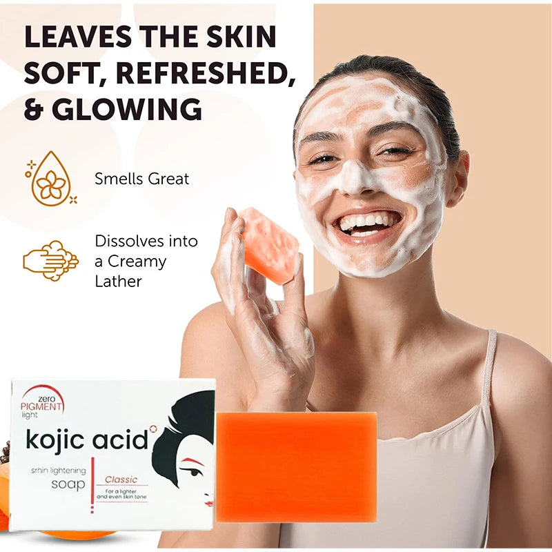 Kojic Acid Soap Papaya Handmade Soap Facial Cleansing Bath Soap Cleanse Brighten Skin Remove Dead Skin Cells Suit All Skin Types
