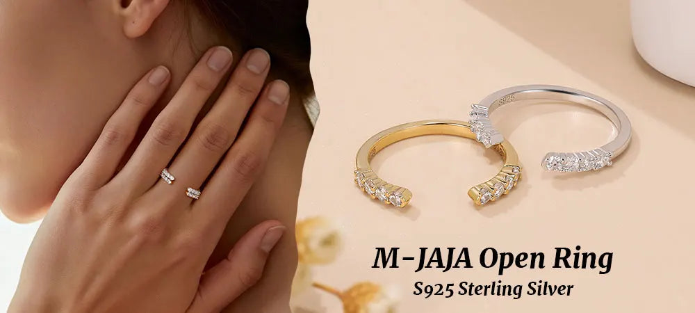 Pretty Beauty S925 Sterling Silver Moissanite Open Ring Wedding Band Gold Plated Trendy Jewelry Gifts for Women Birthday Party