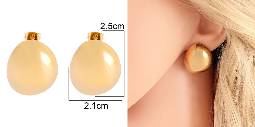 316L Stainless Steel Hoop Huggies Earrings For Women Exaggerated Texture Studs Earrings Girl Geometric Daily Jewelry Gifts