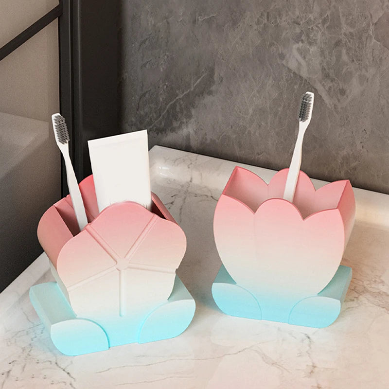 Cute Multifunctional Caramel Pudding Jelly Lotus Makeup Brush Storage Bucket Large Capacity Desktop Ornament Creative Pen Holder