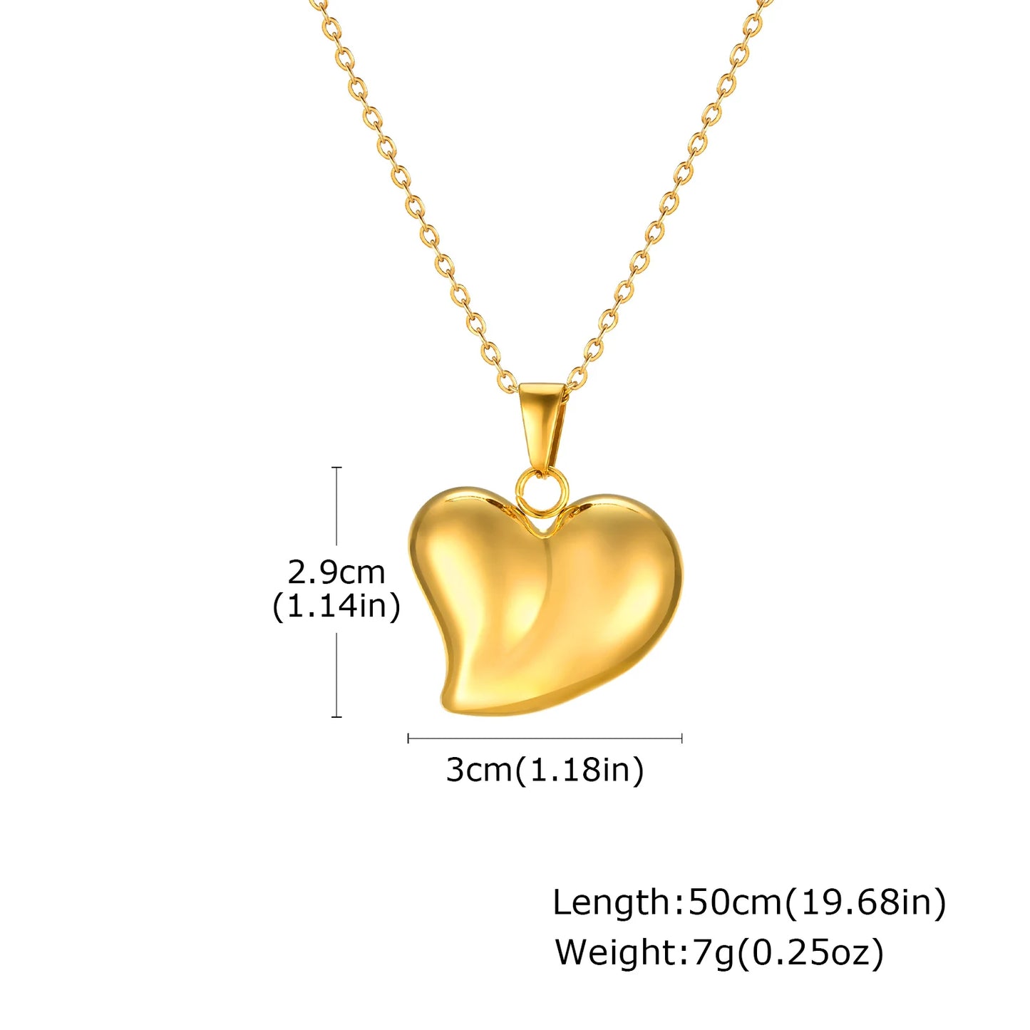 Stainless Steel Love Heart Pendant Necklace , Adjustale Link Paperclip Chain For Women Birthday Girls