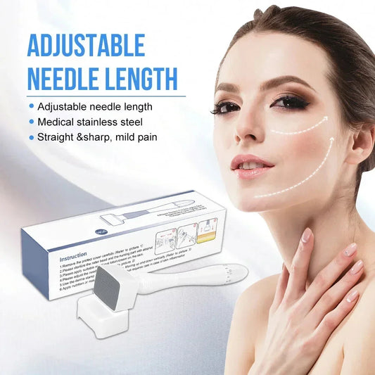 140A Derma Stamp Microneedling 140Pins Face Roller Massager Adjustable Titanium Needle Length 0.25mm For Skincare Beard Hair