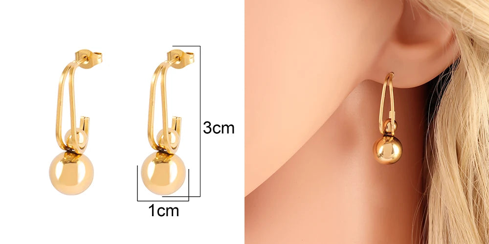 316L Stainless Steel Hoop Huggies Earrings For Women Exaggerated Texture Studs Earrings Girl Geometric Daily Jewelry Gifts