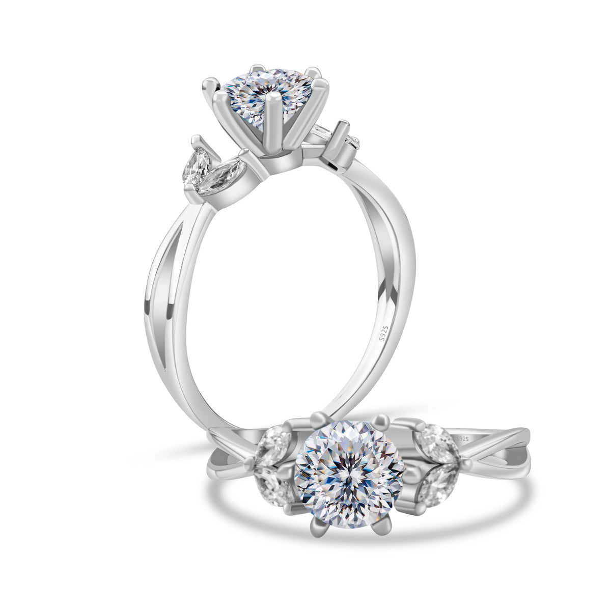 6.5MM 1CT D Color Moissanite Ring S925 Sterling Silver super Sparkling Ring Woman Man Daily Wear Engagement Wedding Rings Gift