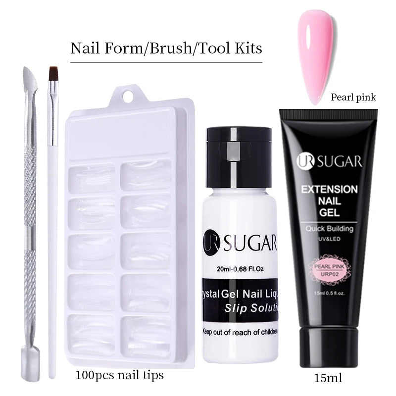 UR SUGAR 15ml 4/6PCS Nail Extension Gel Kit Quick Building Hard Gel Acrylic Crystal Nude Gel Nail Polish UV Construction Gel Set