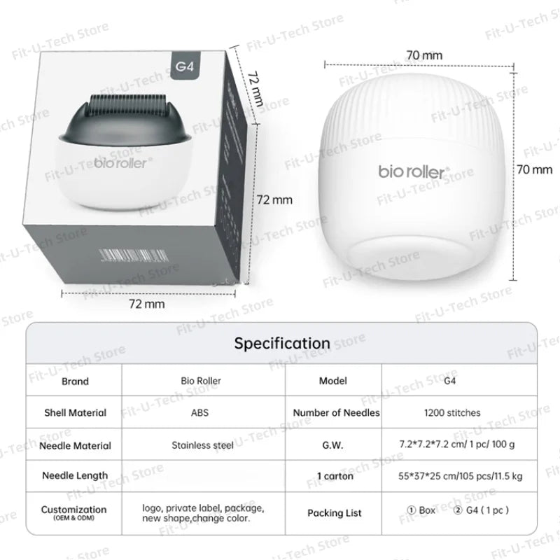 1200PIN Titanium Microneedle Derma Rolling Roller for Beard Hair Growth Anti-Acne Scar Wrinkle Removal Facial Skin Tightening