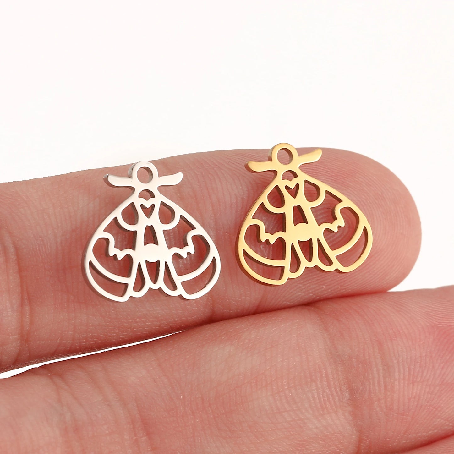5Pcs Spring Bee/Butterfly/Beelet Charms Stainless Steel Scarab Moths Pendants DIY  Necklace Bracelet Jewelry Making Accessories