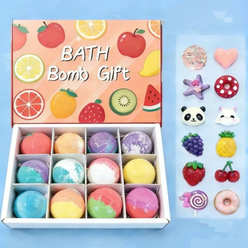 12pcs 60g Kids Bath Spa Fizzies with Hidden Toy Bubble Ball Safe Bath Toy for Children Daily Bathing