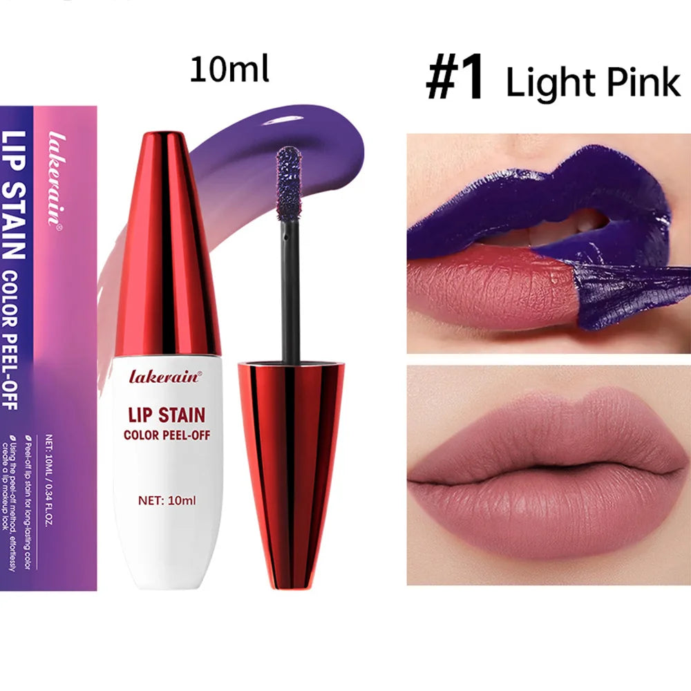 Peel Off Rose Pink Lip Gloss Matte Outline Contour Tattoo Lip Stain Waterproof Transfer Resistant Tear Off Natural Lip Tint Gift