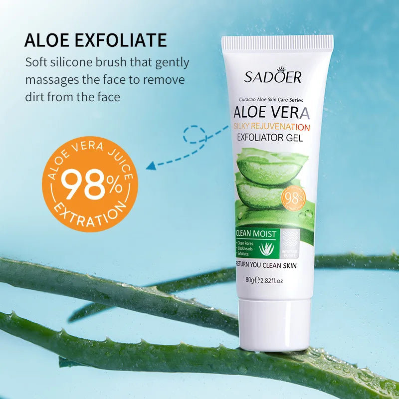 SADOER Exfoliating Aloe Vera Gel Facial Cleanser Deep Cleansing Exfoliant Gentle Moisturizing Face Exfoliation Facial Exfoliator