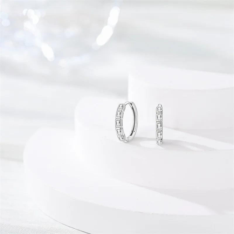New 925 Sterling Silver Fashion Minimalist Zircon Hoop Earrings For Women Elegant Anniversary Jewelry Gifts