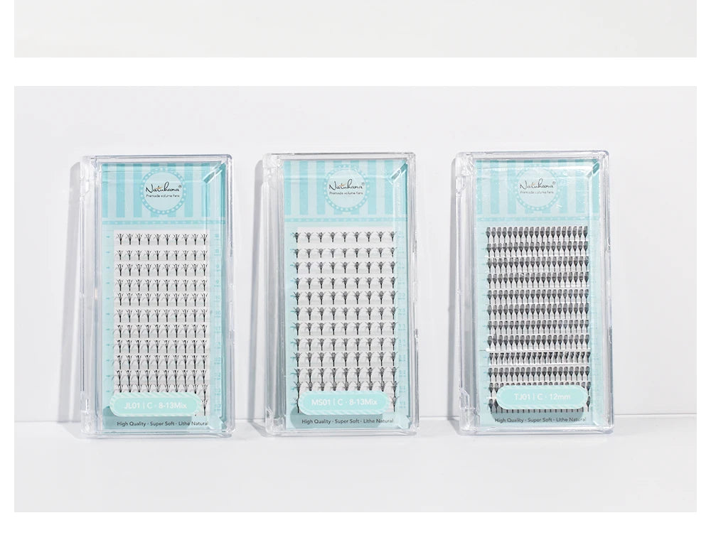 NATUHANA Narrow Spiky Premade Fans Fairy Wings Eyelash Extensions Anime Manga Style Soft Wispy Volume Lashes DIY Salon