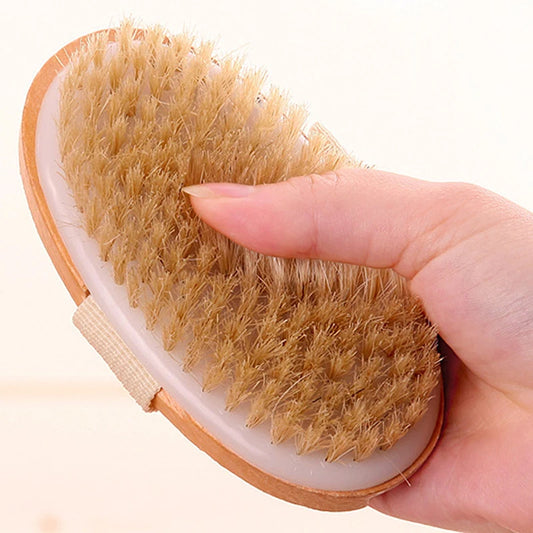 Home Dry Wet Back Shower Brushes Exfoliating Bathing Brush Natural Bristle Brush Soft Wet Dry Skin Body SPA Brush Bath Massager