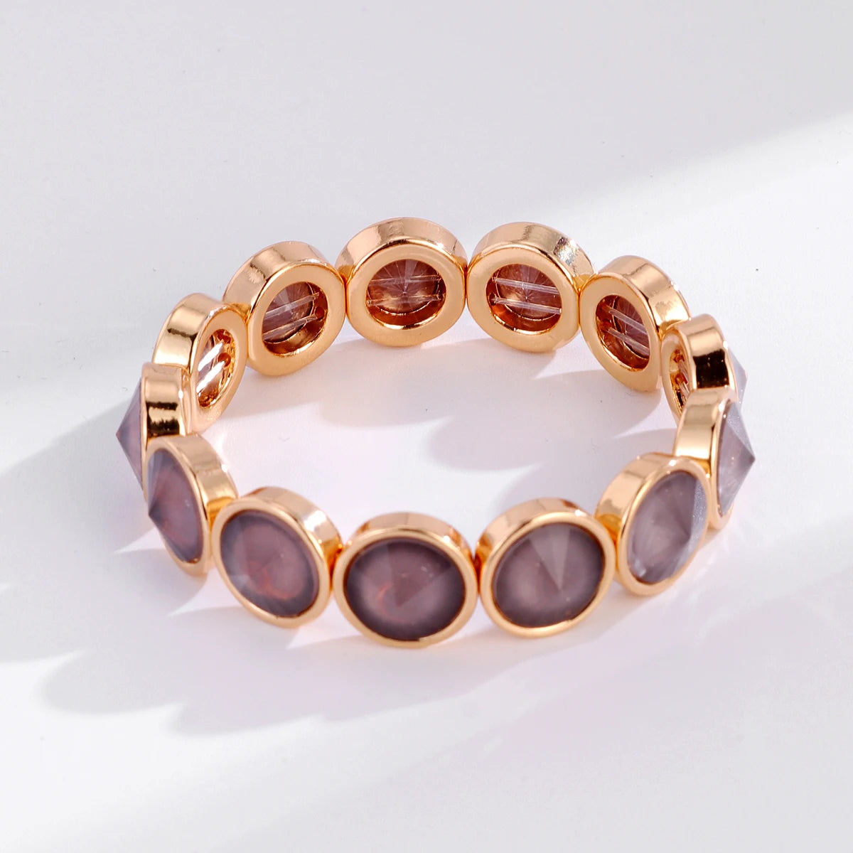 2026 New Design Gold Color Bracelets For Women Inlaid Colorful Glass Crystal Beads Elastic Bangle Candy Color Jewelry