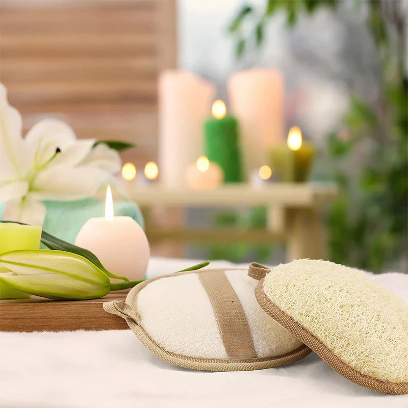 【Natural Loofah Body Scrubber Soft Exfoliating Sponge Shower Brush Cleaner Pad Body Skin Care Tool Bath Exfoliator Shower Puff】