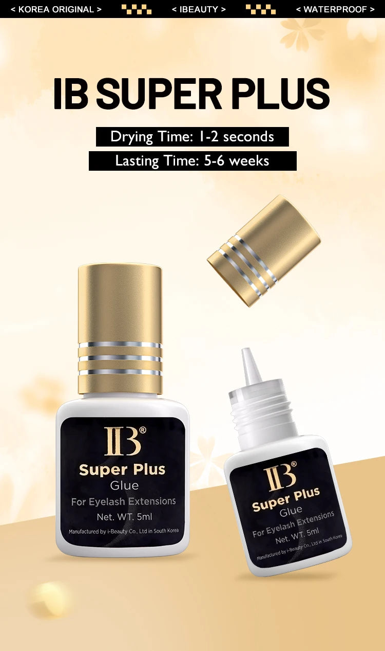 20 Bottles Original IBeauty Super Plus Glue for Eyelash Extensions 5ml Korea Golden Cap False Eyelash Glue Makeup Tools Supplies