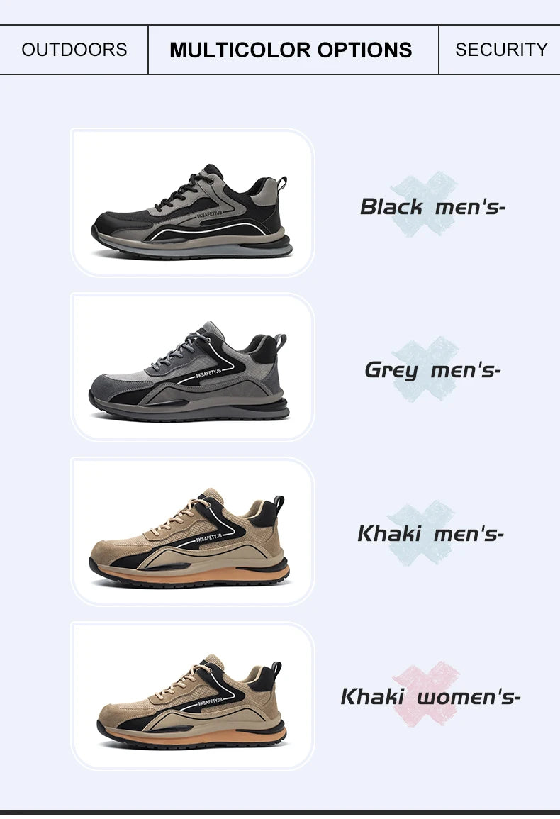 Summer Breathable Men/Women Safety Shoes Steel Toe Anti-smash Construction Welding Shoes Reflective Strip Male Footwear Sneakers