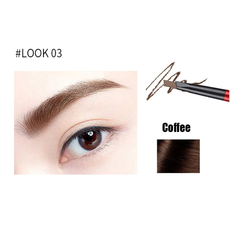 Make Up 24 Hour Double Head Eyebrow Pencil Waterproof Long-lasting No Blooming Eye Brow Tattoo Pen Makeup Tool Black / Coffee