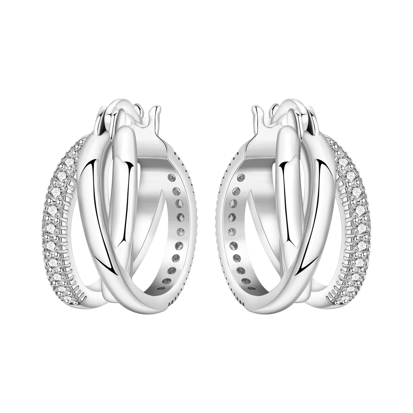 CYCUFF S925 Sterling Silver Zircon Simple Geometry Big Double Ring Earrings Birthday Party Gift Trend 2025 Jewelry Women Earring