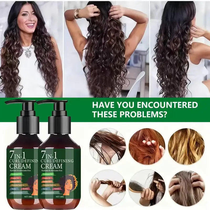 Water Ice Levin 7in1 Curl Defining Cream, 100g, With Rosemary & Castor Oil, Hydrates, Defines Shiny Curls & Eliminates Frizz