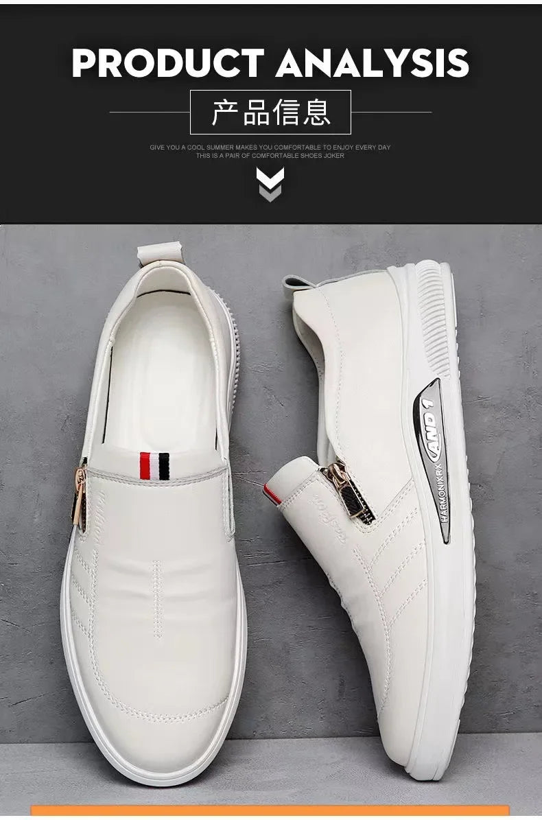 2024 New Casual Leather Shoes Men Fashion Loafers Autumn Slipon Flat Brand Business Shoes Man Sneakes Comfort Moccasins Zapatos