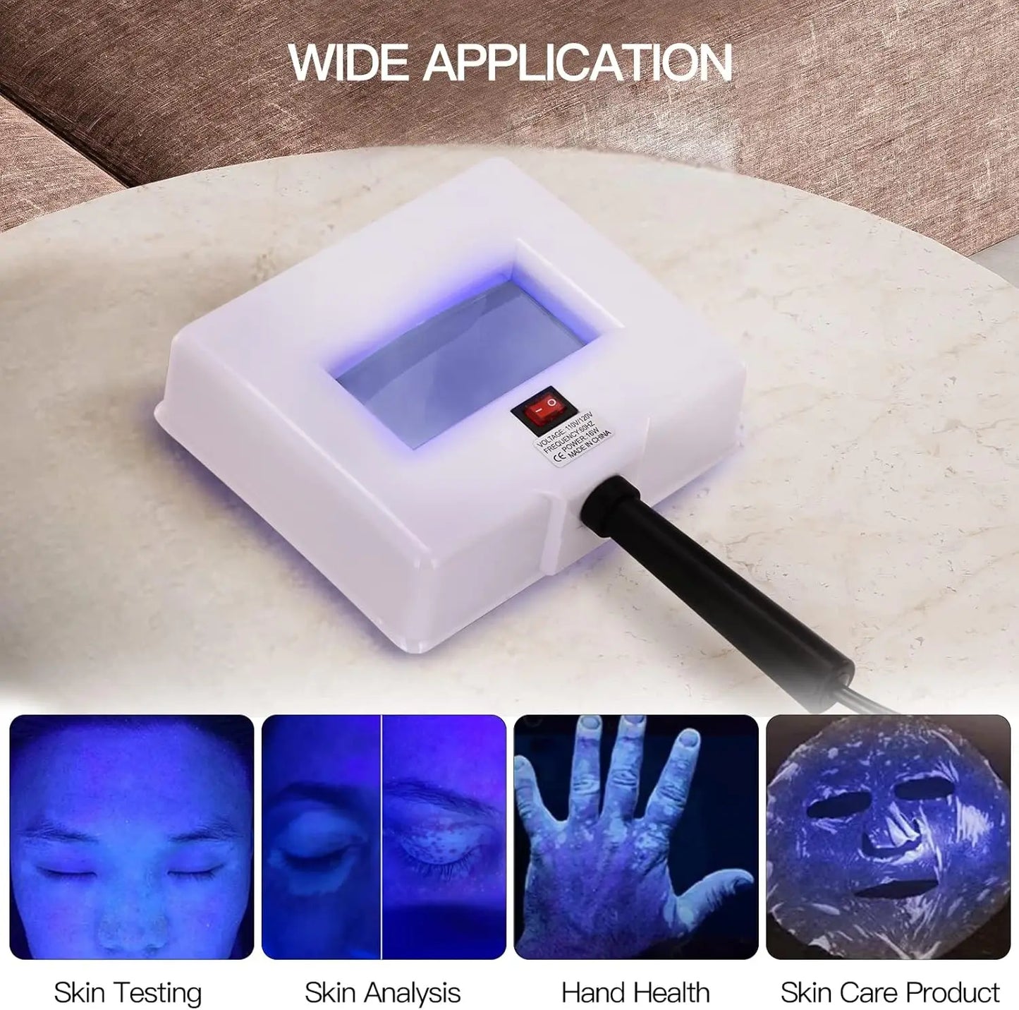 Woods Lamp Skin Analyzer,Magnifying Handle Woods-Lamp,UV Light for Facial Skin Analyze Facial Detector with Black Shade Cloth