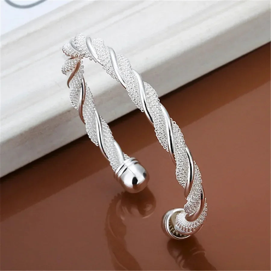 Valentine'S Day Christmas Gift Fashion 925 Sterling Silver Lovely Mesh Hot Bracelet Bangle Jewelry Wholesale Factory Price