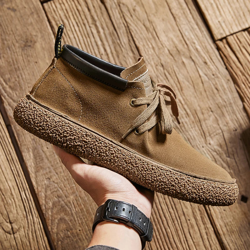 Genuine Leather Soft Sole Mens Casual Shoes Outdoor Breathable Suede Work Shoes High Quality Hiking Sneakers Walking Ankle Boots