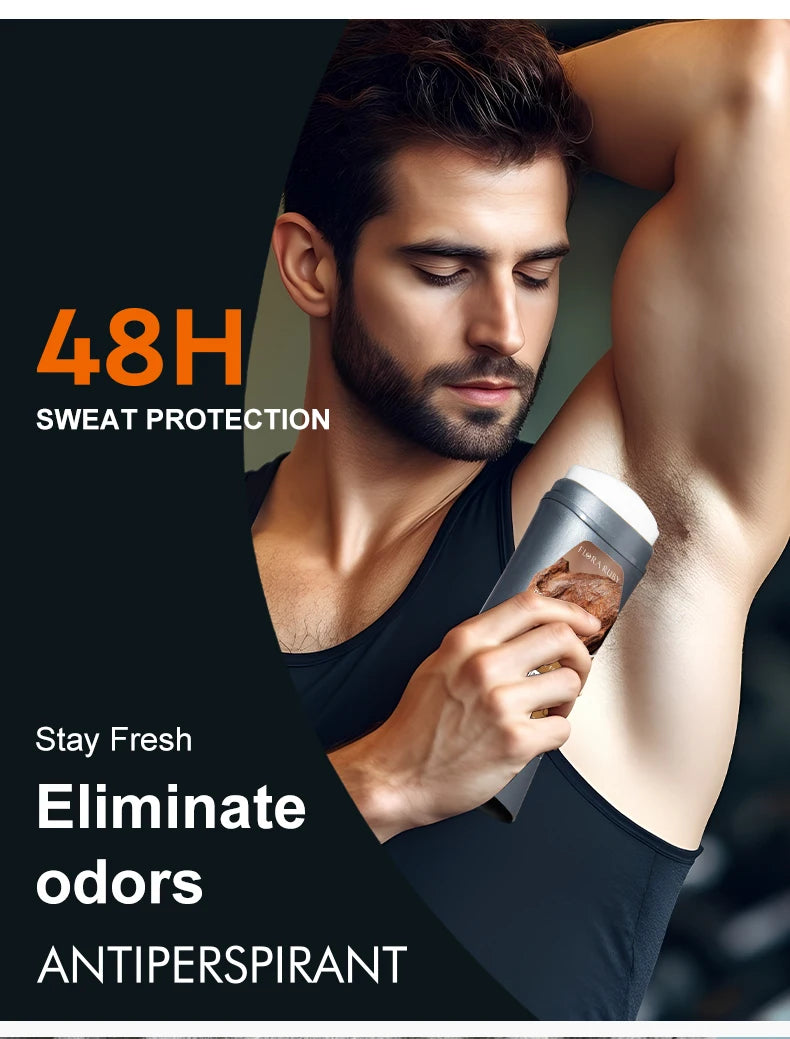 Men's Body Odor Remov Deodorant Stick Natural Remover Antiperspirant Stick Underarm Stop Sweating Care Lasting Refreshing Cream