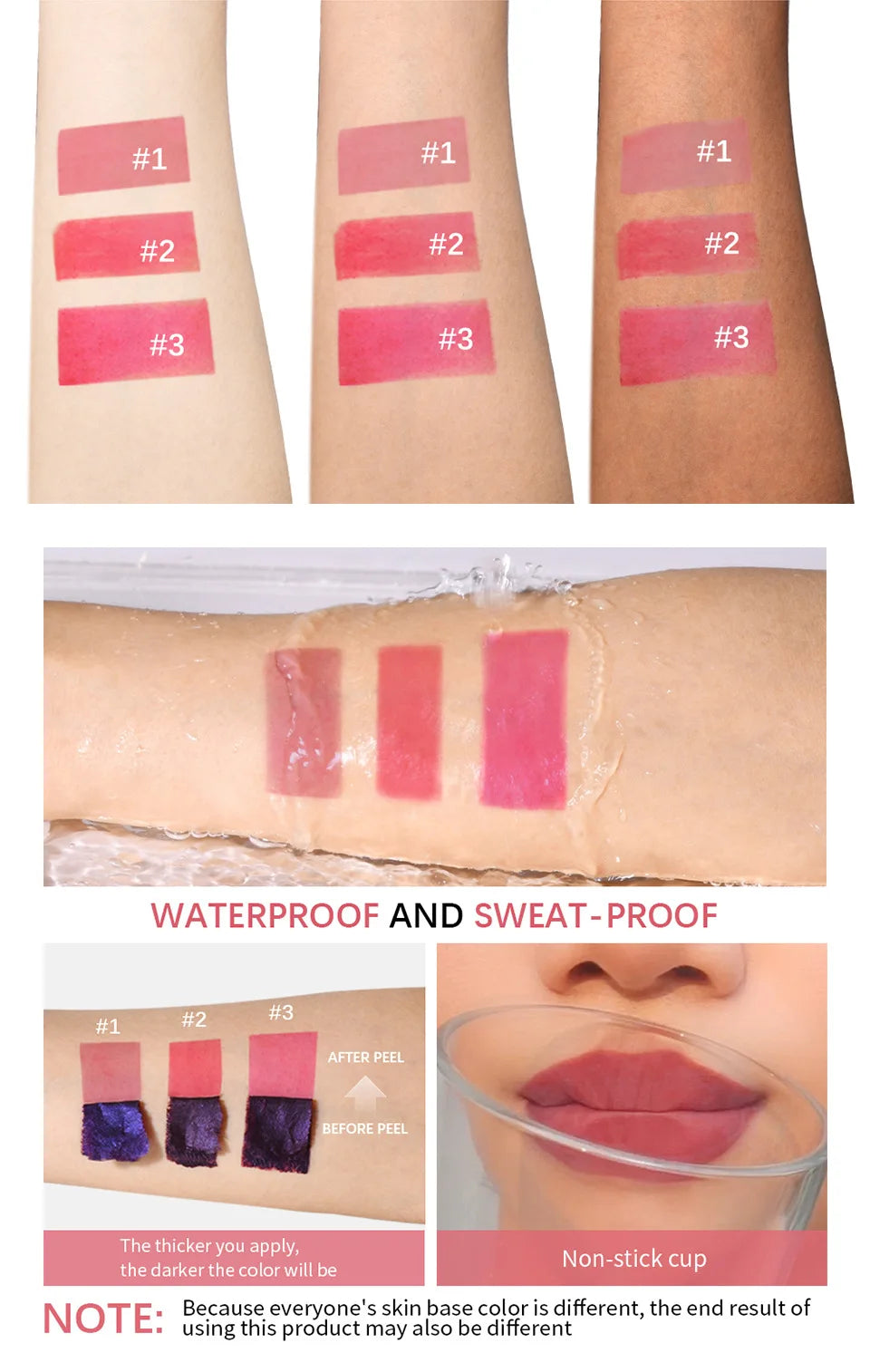 Peel Off Rose Pink Lip Gloss Matte Outline Contour Tattoo Lip Stain Waterproof Transfer Resistant Tear Off Natural Lip Tint Gift