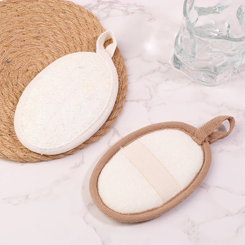 【Natural Loofah Body Scrubber Soft Exfoliating Sponge Shower Brush Cleaner Pad Body Skin Care Tool Bath Exfoliator Shower Puff】