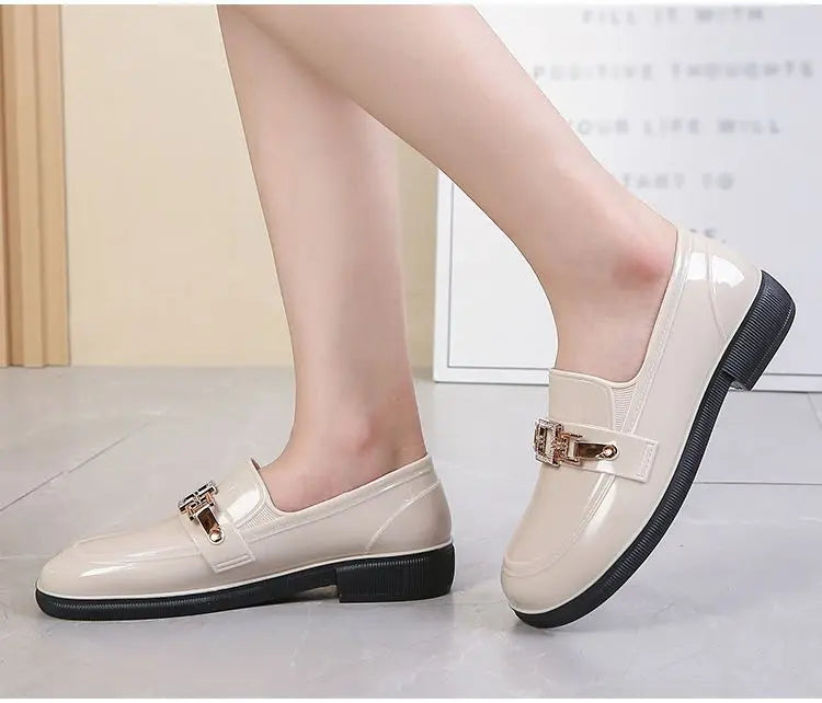 Rain Boots Women Diamond Chain Waterproof Water Shoes Top Quality Women's Rubber Shoes Oil-resistant Non-slip Kitchen Galoshes