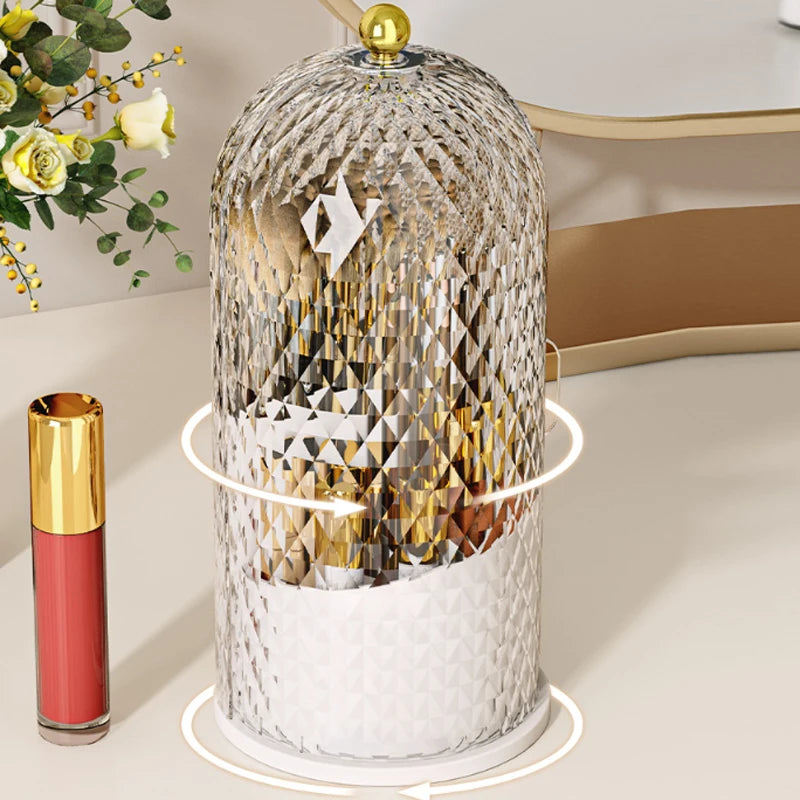 Makeup Brush Storage Rack Rotating Lipstick Eyebrow Pencil Storage Box Dustproof Desktop Compartment Cosmetic Holder