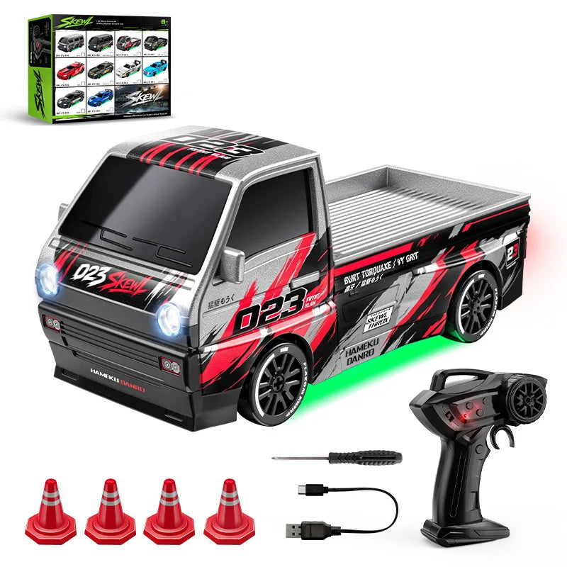 New 1/64 Mini Drift Car With Led Light Desktop Series Remote Control 4wd Racing Micro Card Van Gtr Boy Toy Gift