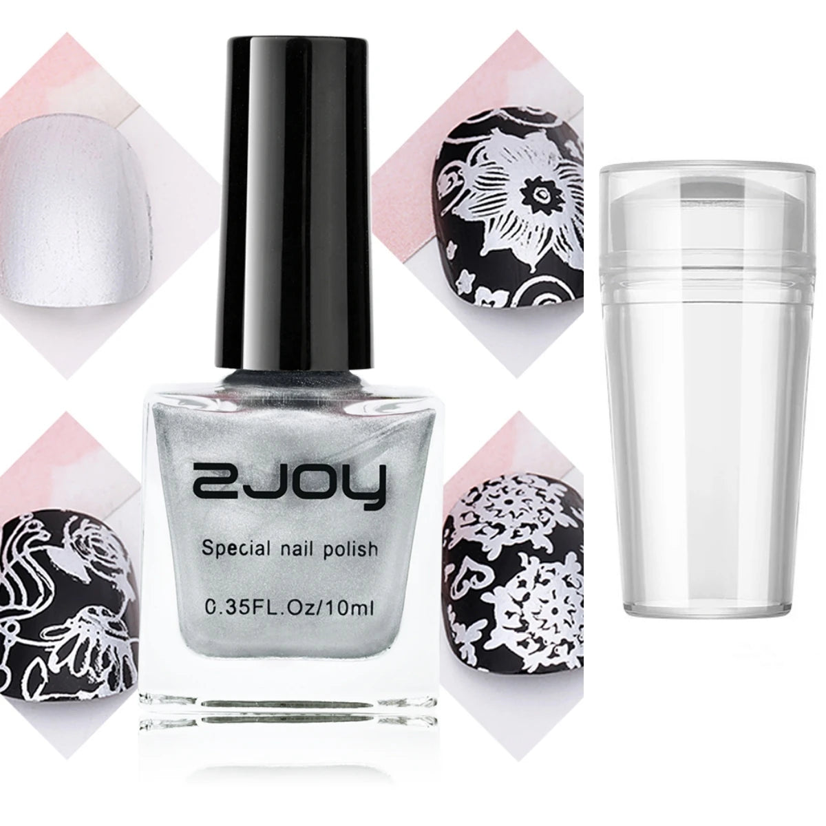 2pcs Nail Stamping Polish & Jelly Silicone Nail Stamper Scraper Nail Art Printing Varnish DIY Design Manicure Stamping Tools Set