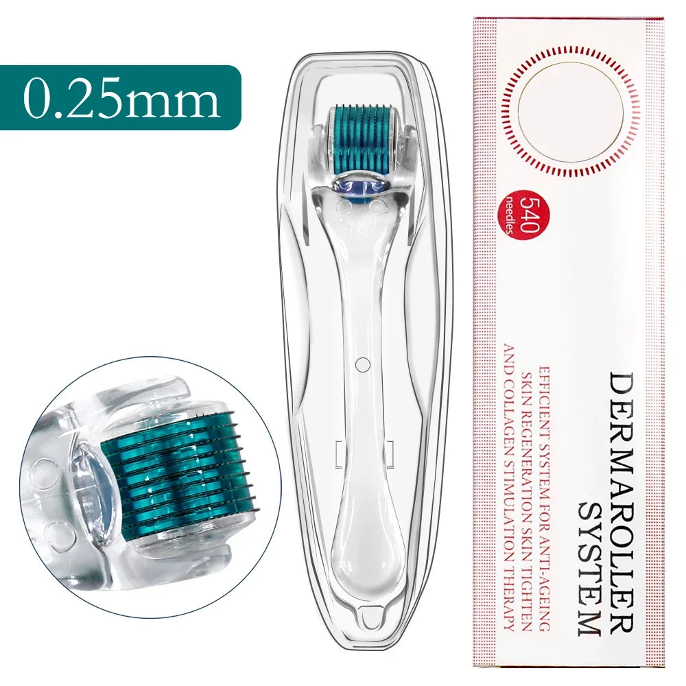 0.2/0.3mm 540 Titanium Microneedle Derma Roller For Face Beard Scalp Hair Growth Scar Repair Skin Care Mesotherapy Beauty Tool