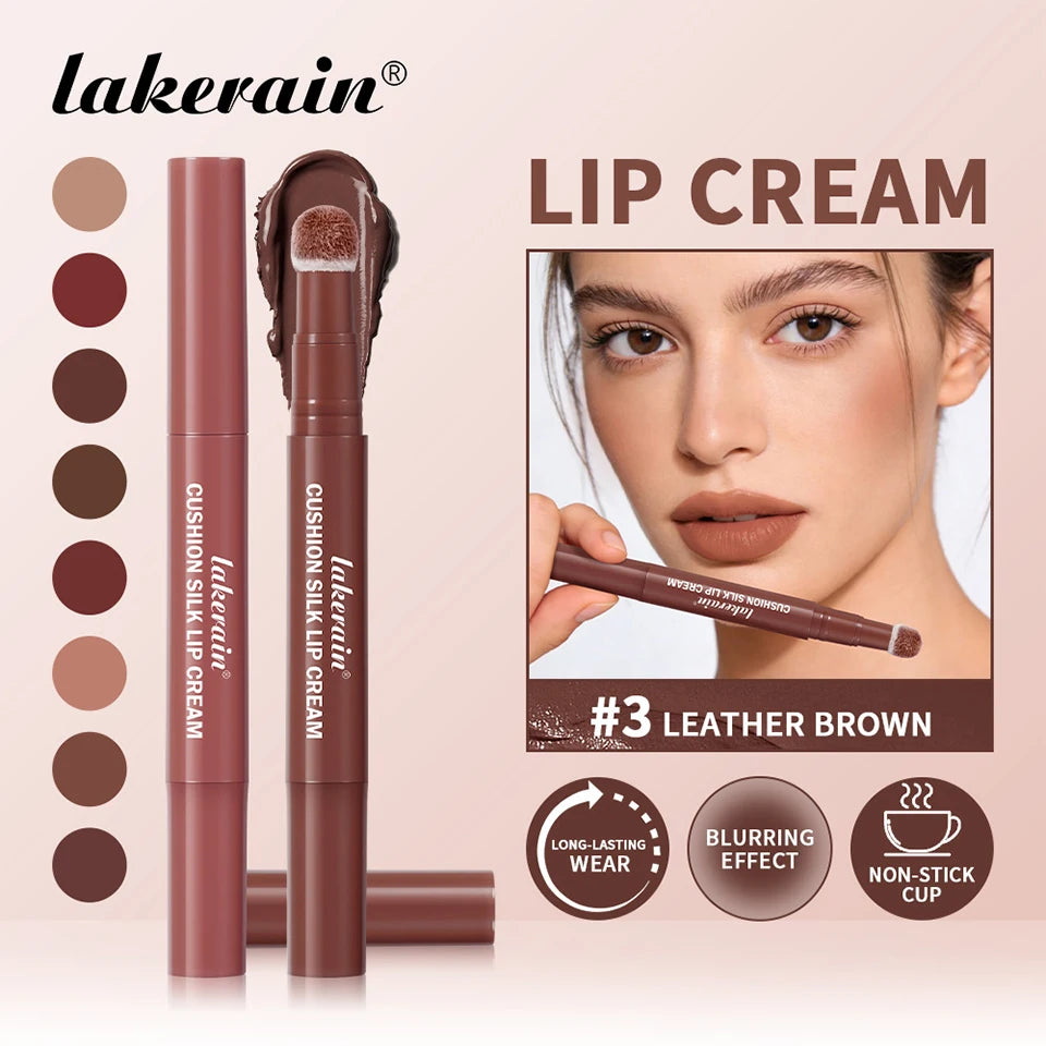 Cushion Silk Lip Cream Long Lasting Wear Waterproof Non Transfer Formula Matte Velvety Finish Lip Glaze Natural Cosmetics