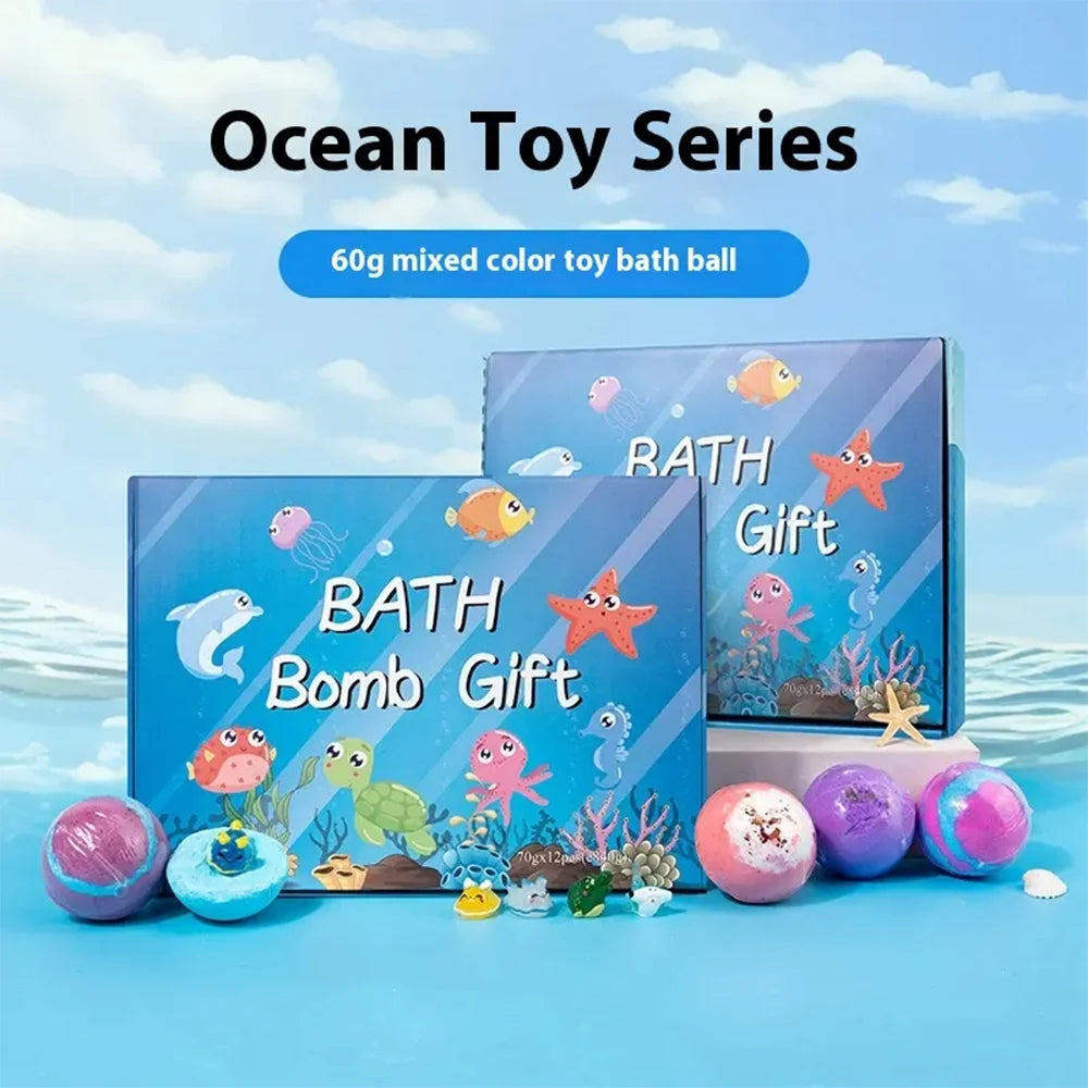 1/2 Box Kids Bath Fizzies Gift Set Natural Mega Bubbles Bath Fizzy with Surprise Ocean Toys