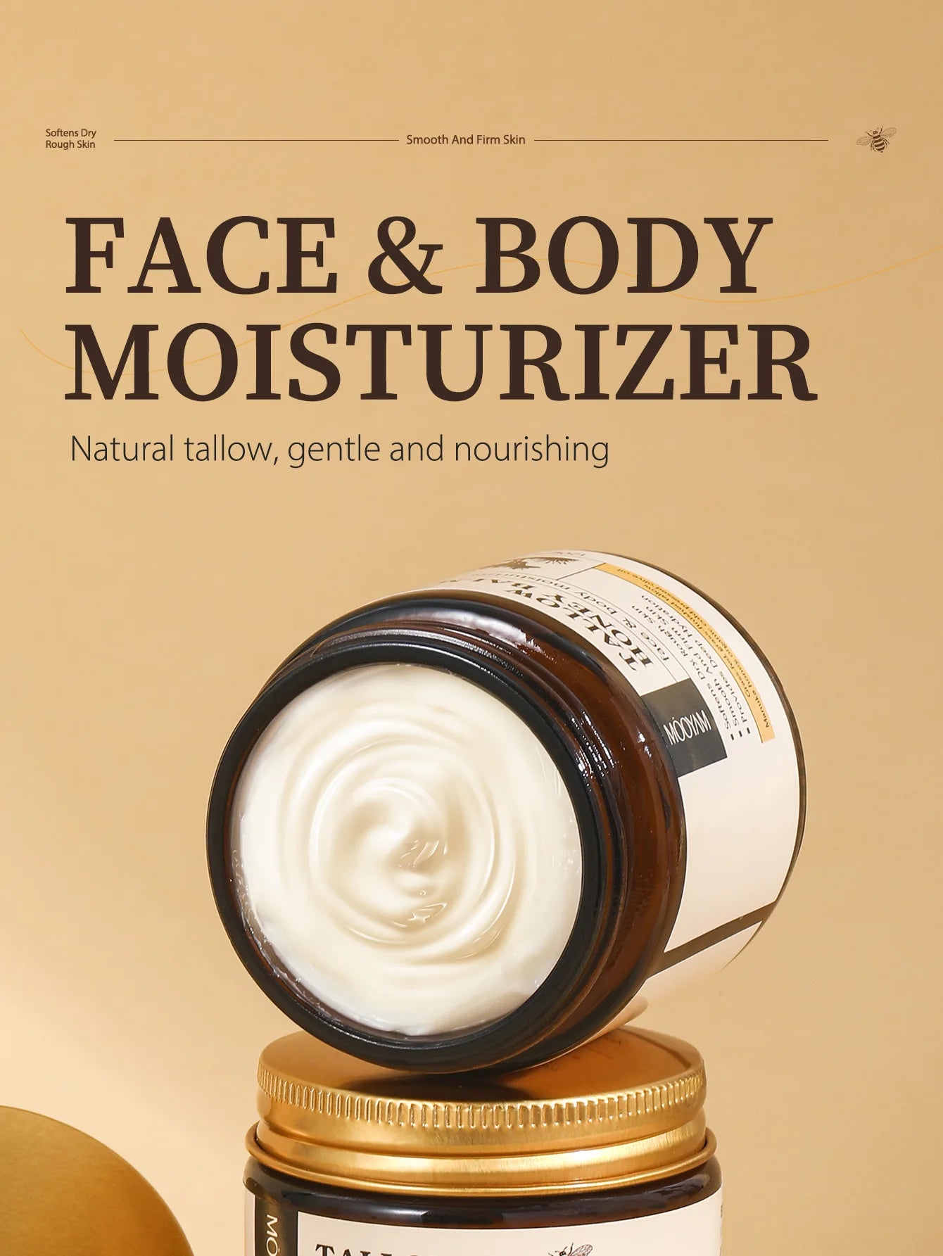 120g Beef Tallow Paste Deeply Moisturizer Brightening Wrinkle Remover Grass Fed Tallow Wild Honey Face Body Cream Skin Car