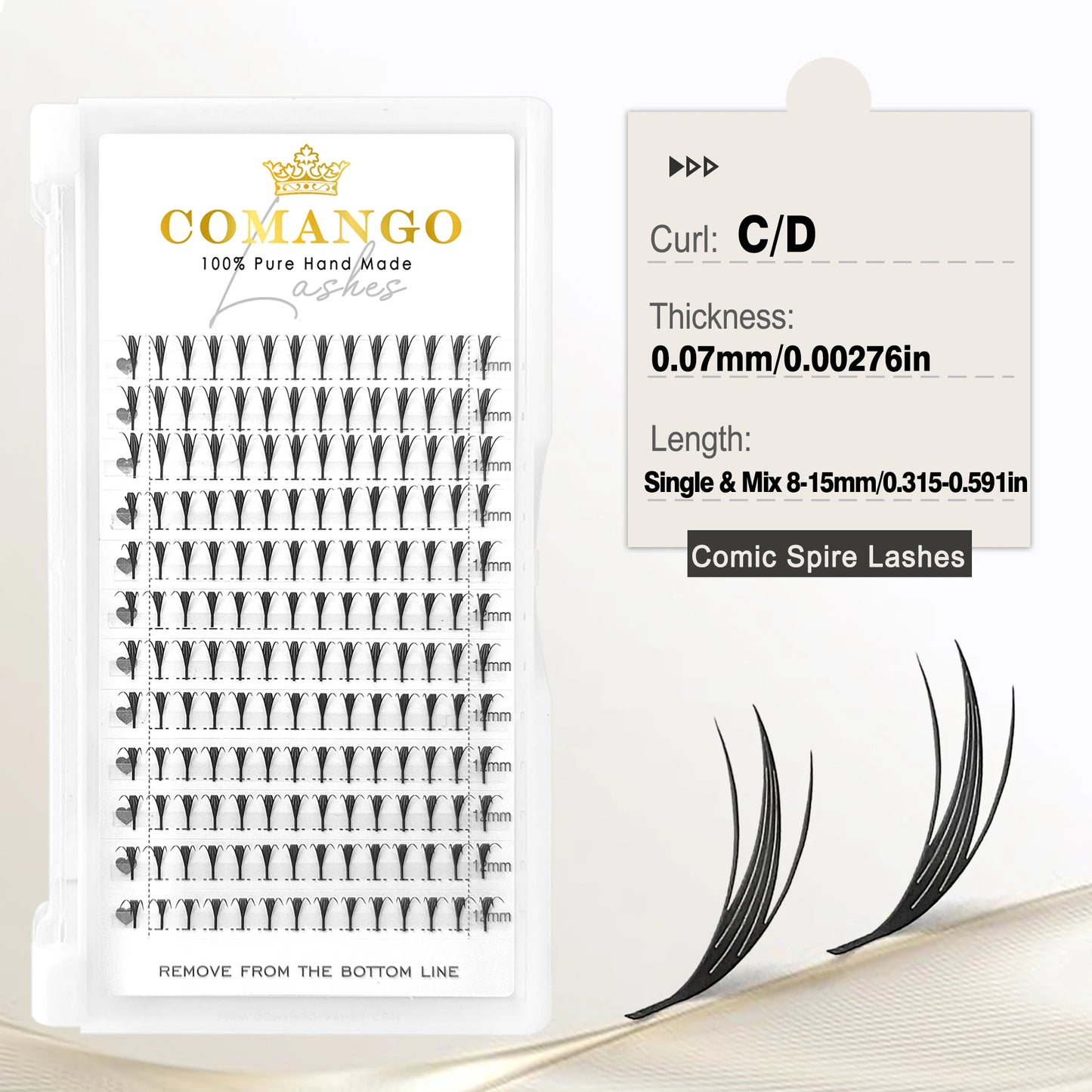 CoMango Comic Spire Lashes Light Luxury Manga Feather Shape Premade Fans Lash Russian Volume W Shaped Eyelash Extensions