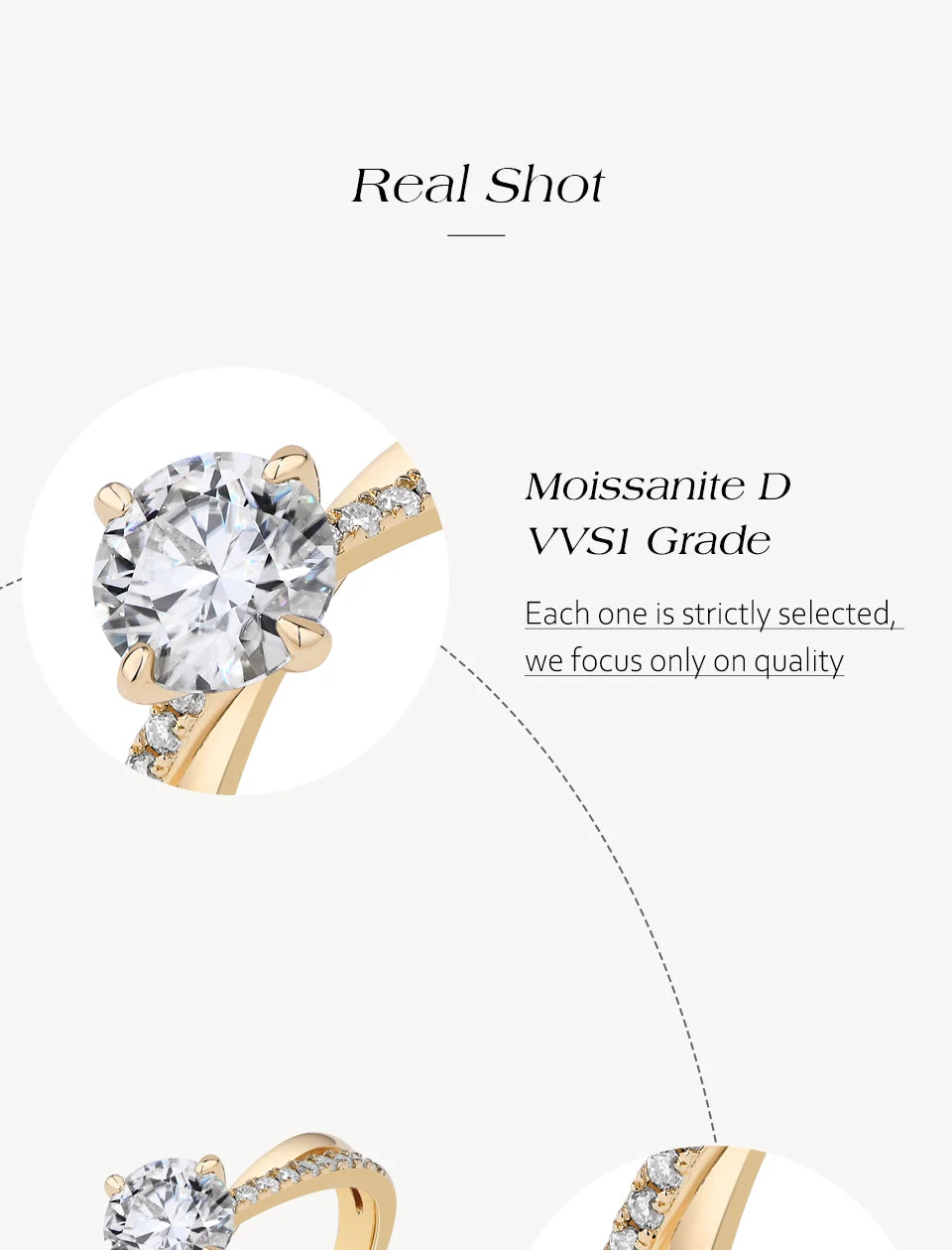 ATTAGEMS Classic Moissanite Wedding Ring Four Claws Original s925 Sterling Silver Jewelry for Women Engagement Band High Quality