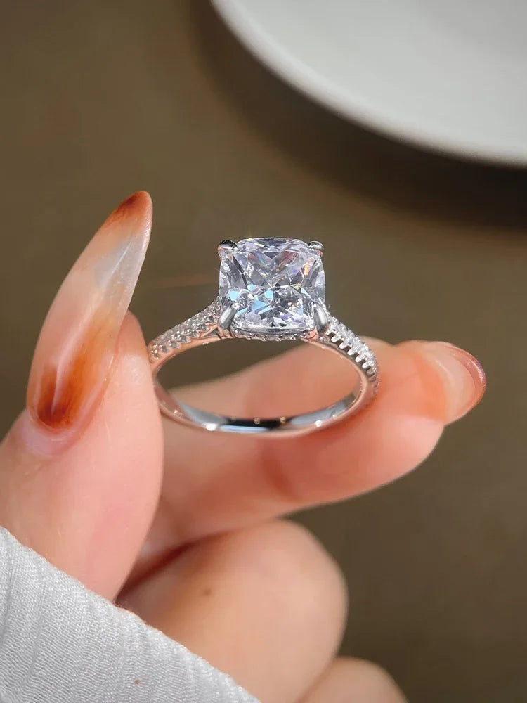 925 Sterling Silver Gorgeous Sparkling 8*8mm Square Zircon Ring For Women Engagement Wedding Luxury High Quality Fine Jewelry