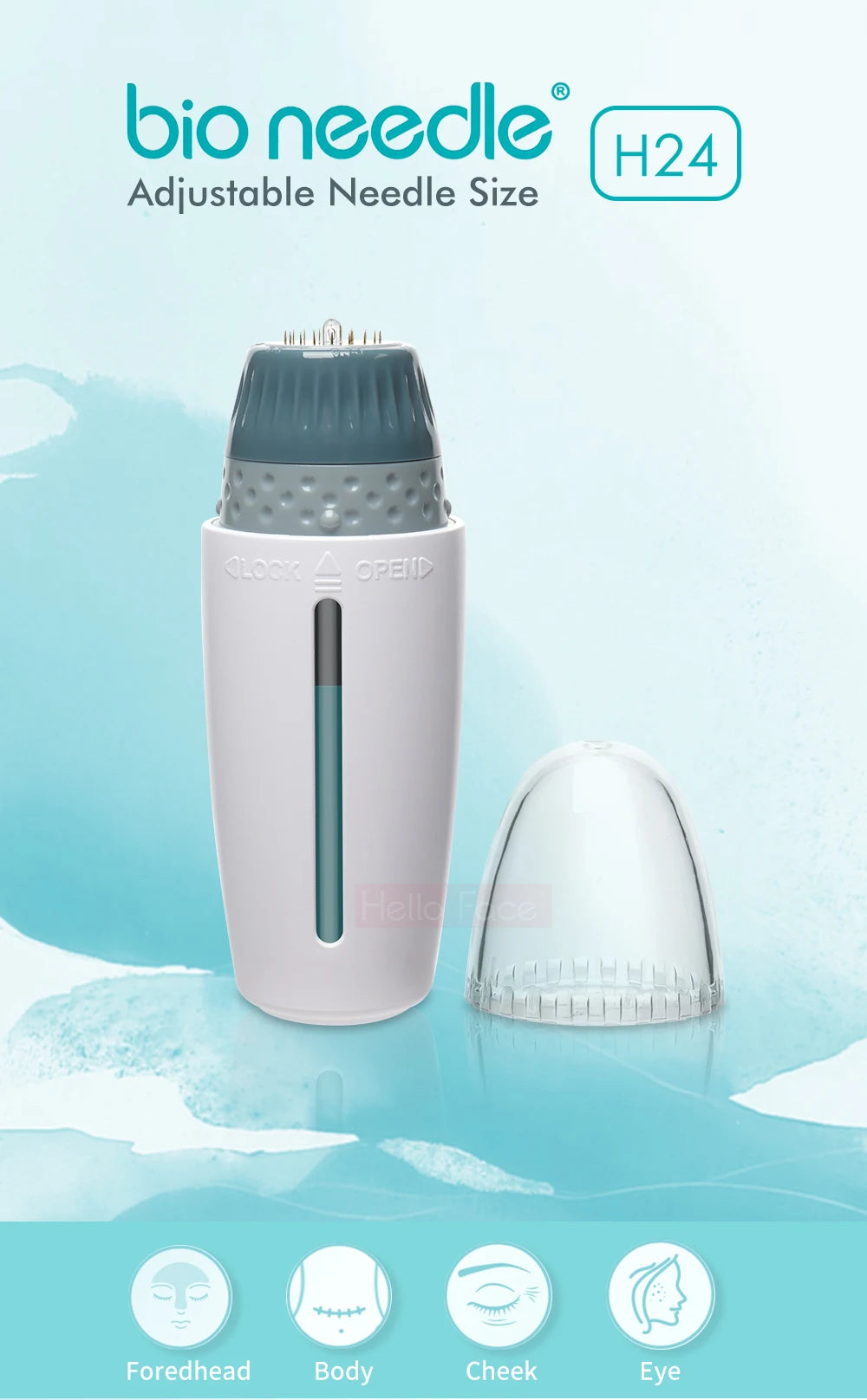 Hello Face Derma Stamp Titanium Microneedle Bio Needle H24 Hydra Needle Efficient Adjustable Needle 0.25 mm needle length