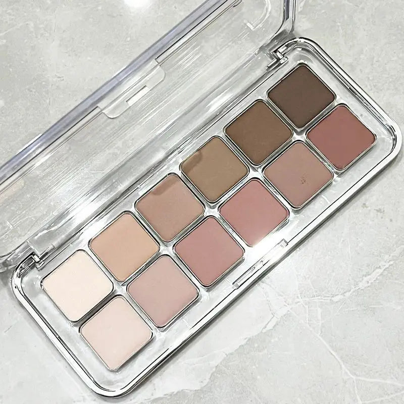 Eye Contour Makeup 12color Eyeshadow Palette Soft Matte Grey Pink Eyeshadow High Pigment Wine Red Brown Eye Shadow for Daily Use