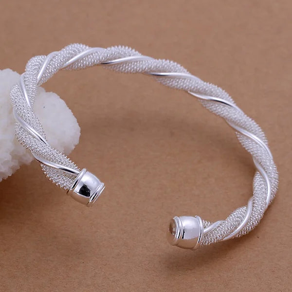 Valentine'S Day Christmas Gift Fashion 925 Sterling Silver Lovely Mesh Hot Bracelet Bangle Jewelry Wholesale Factory Price