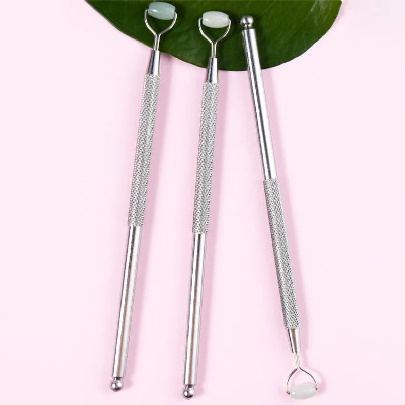 Eye Anti Wrinkle Natural Jade Roller Guasha Skin Scraper Facial Set Facial Stone Firming Face Anti-Aging Puffy Eyes Massager