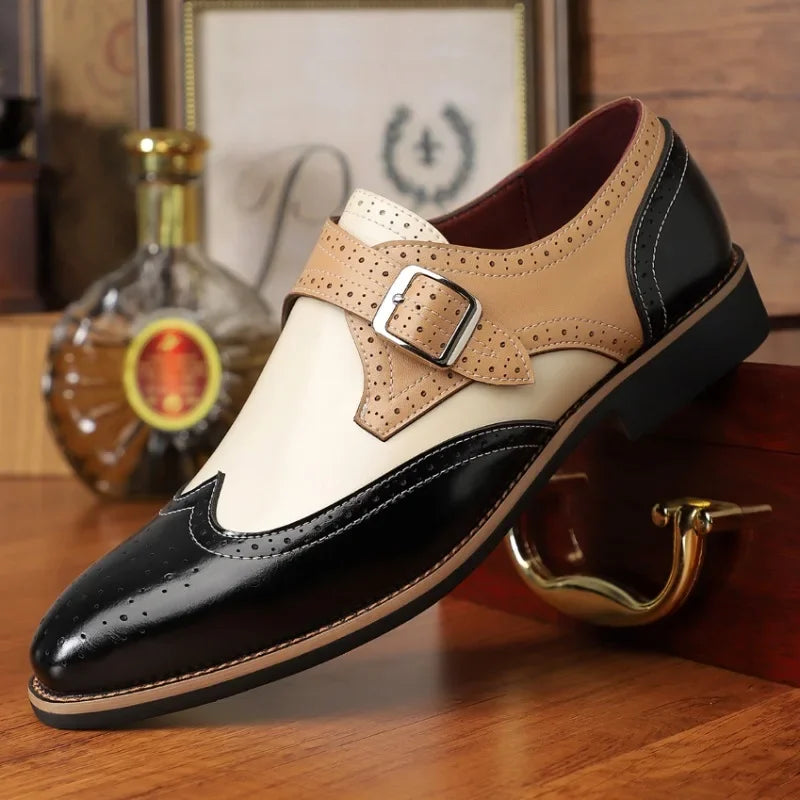 Luxury Men's Leather Shoes for Men Business Formal Shoes Handcrafted Mens Oxford Shoes 2025 New Leather Brogue Dress Shoe Man