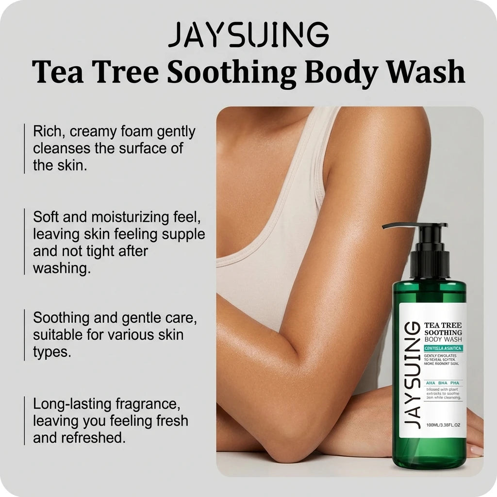 Tea Tree Shower Gel Exfoliating Lasting Aroma Refreshing Control Oil Hydrate Rich Foam Body Wash Soothing Moisturize Bath Lotion