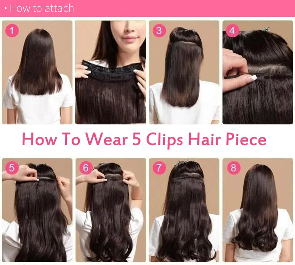 ZZHAIR 100% Human Remy Hair Extensions 2pcs Set 16"-28" 100g-200g  Clips-in Two Pieces Natural Straight 1x20cm 1x15cm